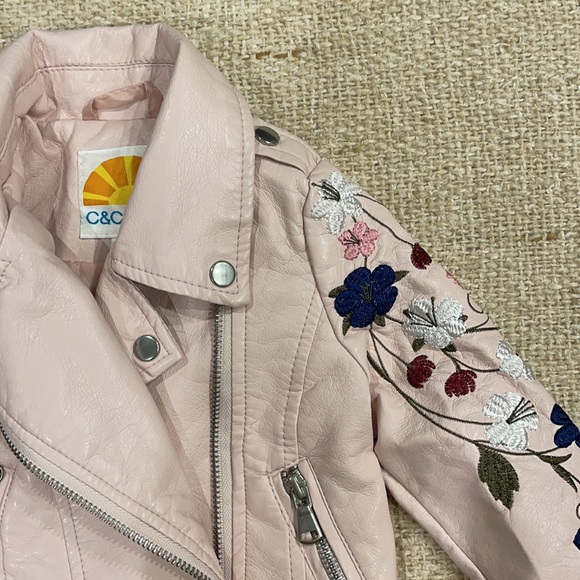 C&C - Blush Pink Faux Leather Jacket w/ Embroidery - Picture 2 of 4